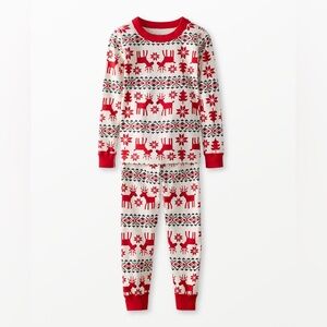 Hanna Andersson Red and White Reindeer Pajama Set